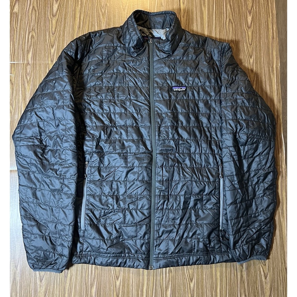 Patagonia Nano Puffer Jacket Black Gray Mens XL Primaloft Quilted Full Zip 84211